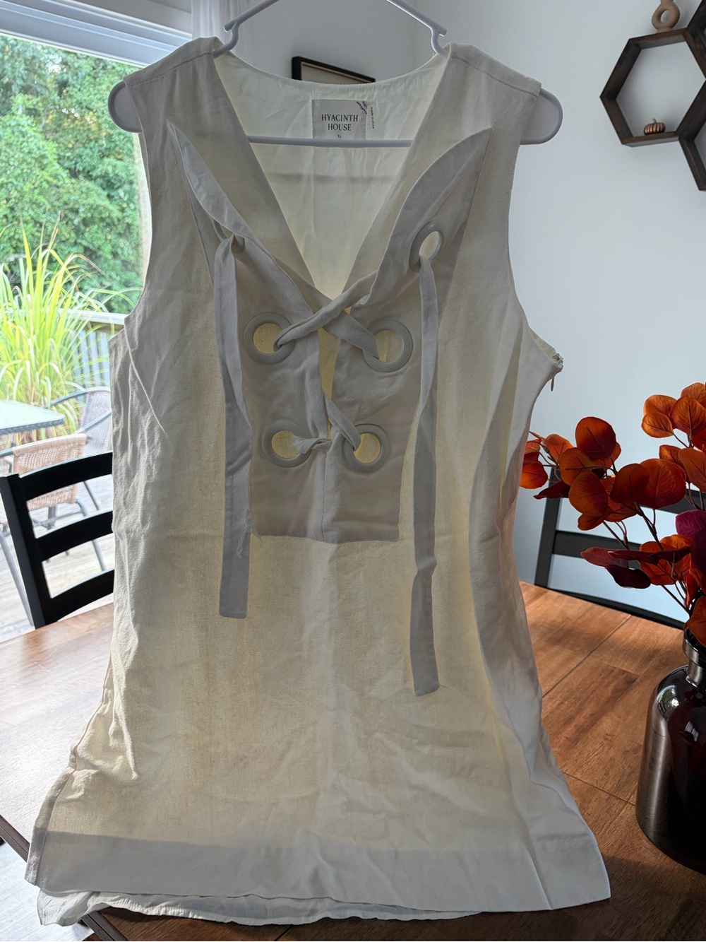 Hyacinth House White Lace-Up Sleeveless Mini Dress